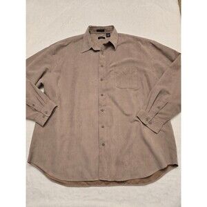 Van Heusen Men's Soft Suede Long Sleeve Button Shirt Brown Size 2XLT
